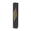 Cement-Look Mezuzah, Black with Gold Shin, 12cm