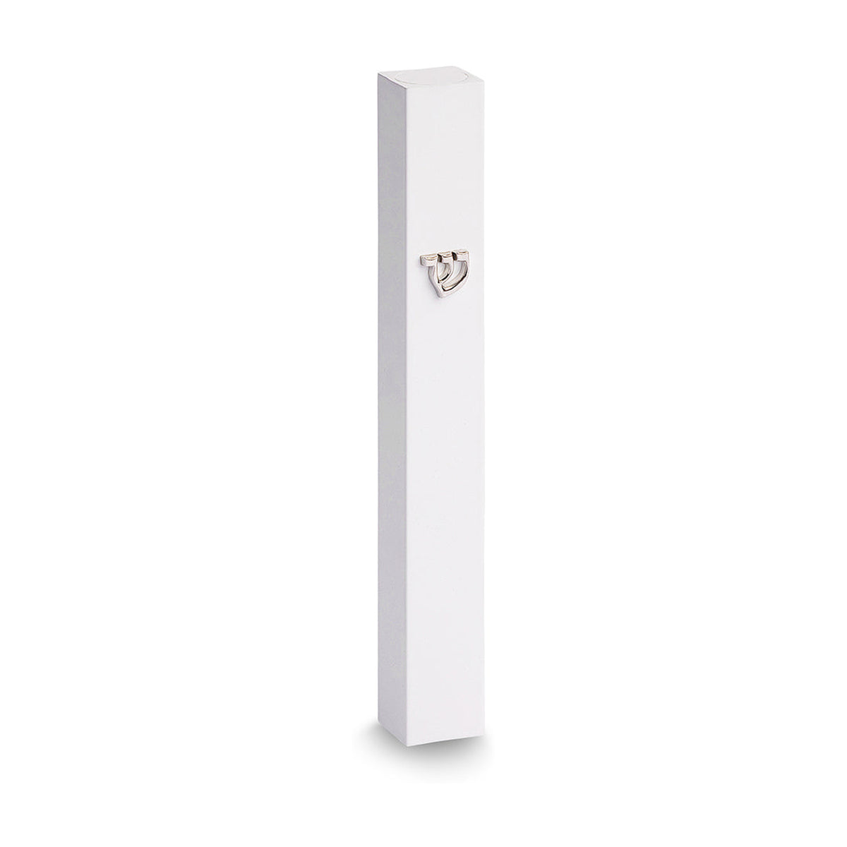 Aluminum Mezuzah with Square Profile, White, 10cm