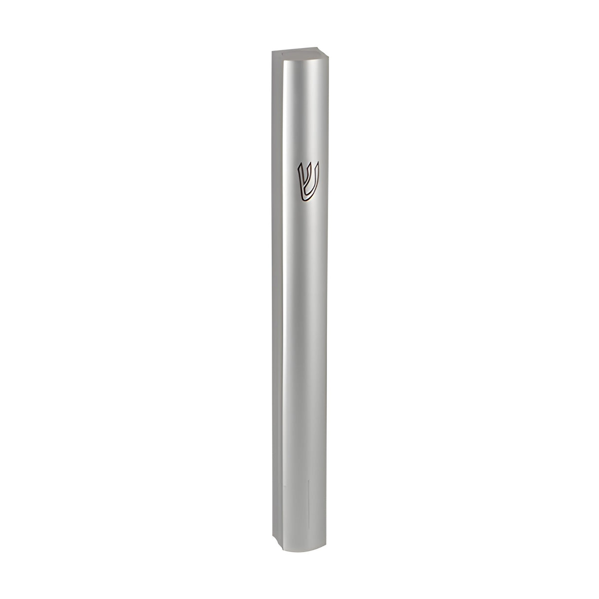 Sandblasted Aluminum Mezuzah, Matte Silver with Engraved Shin, 12cm