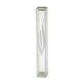 Clear Lucite Mezuzah with Large Silver Stylized Shin, 12cm