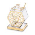 Lucite Honey Dish, Hexagonal with Gold Trim