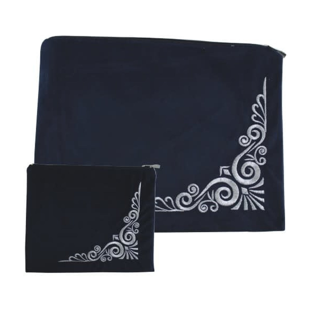 Velvet Tallit and Tefillin Set Bag, Navy