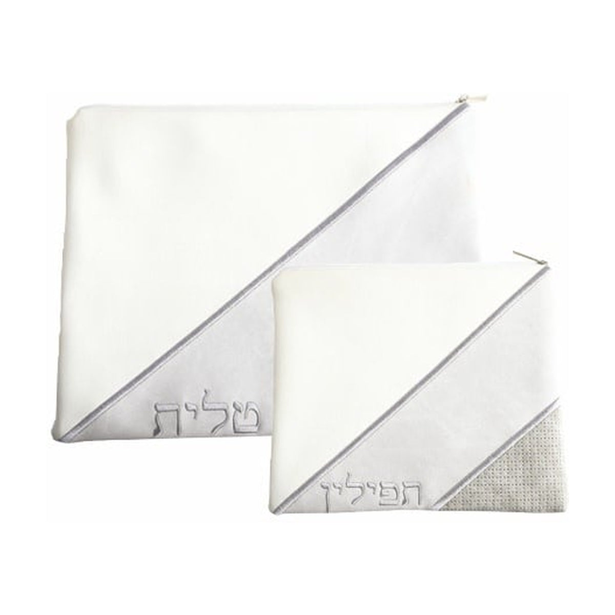 Leatherette Tallit and Tefillin Set, Grey Tones