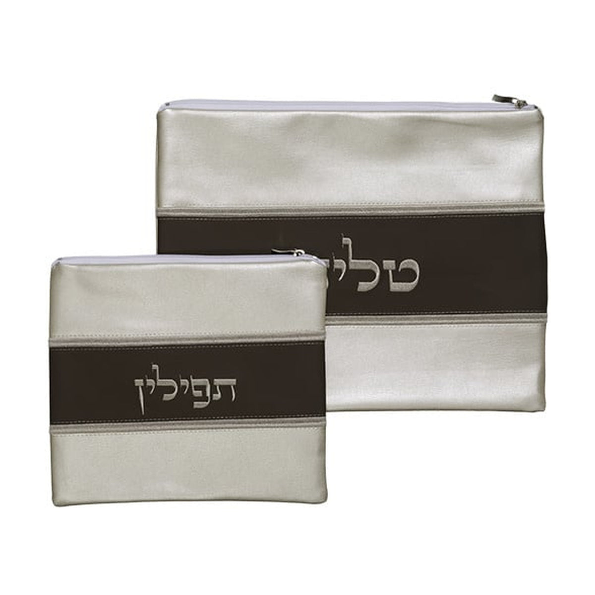 Leatherette Tallit and Tefillin Set, Cream
