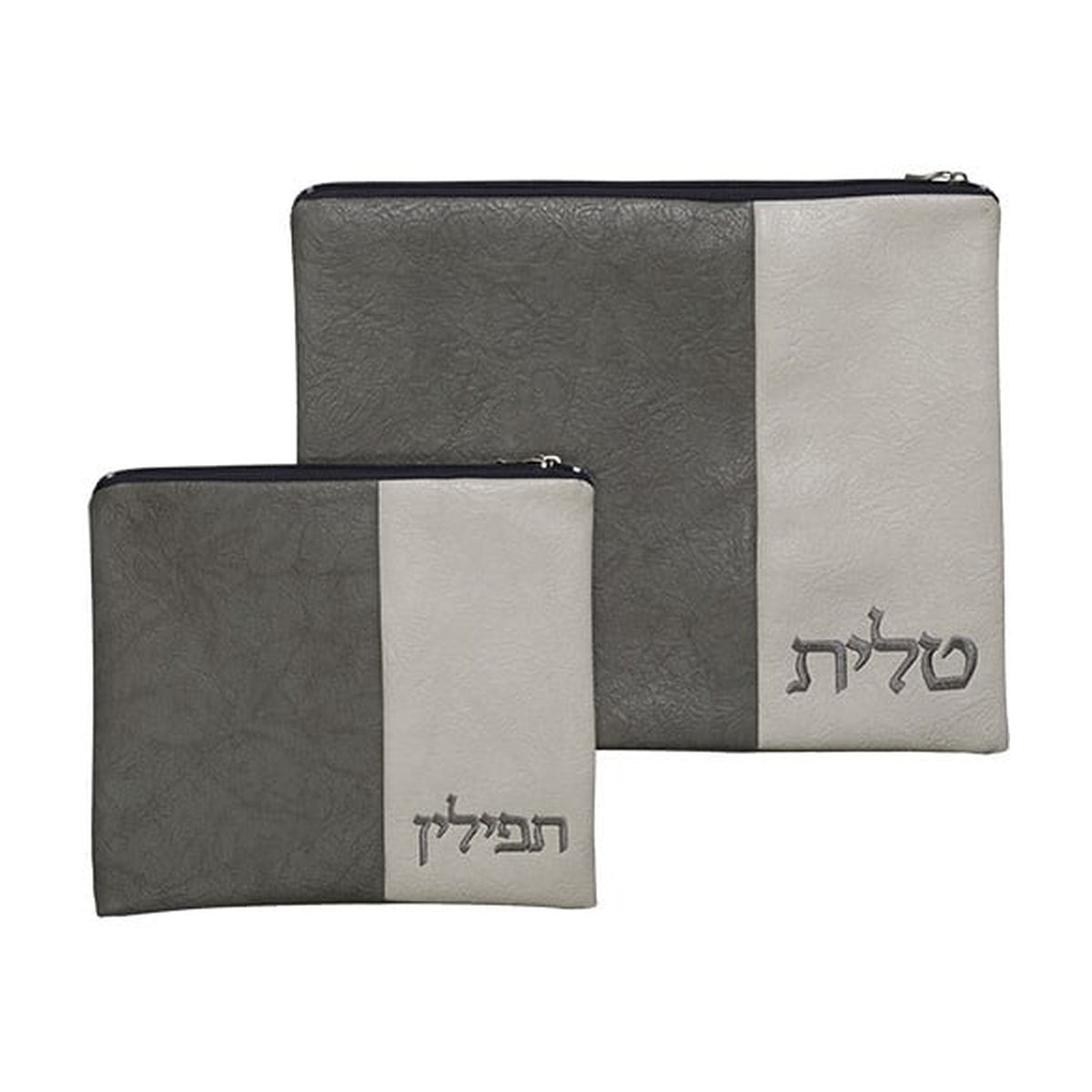 Leatherette Tallit and Tefillin Bag Set, Grey