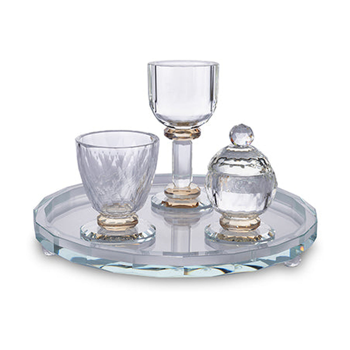 Crystal Havdallah Set with Gold Bases