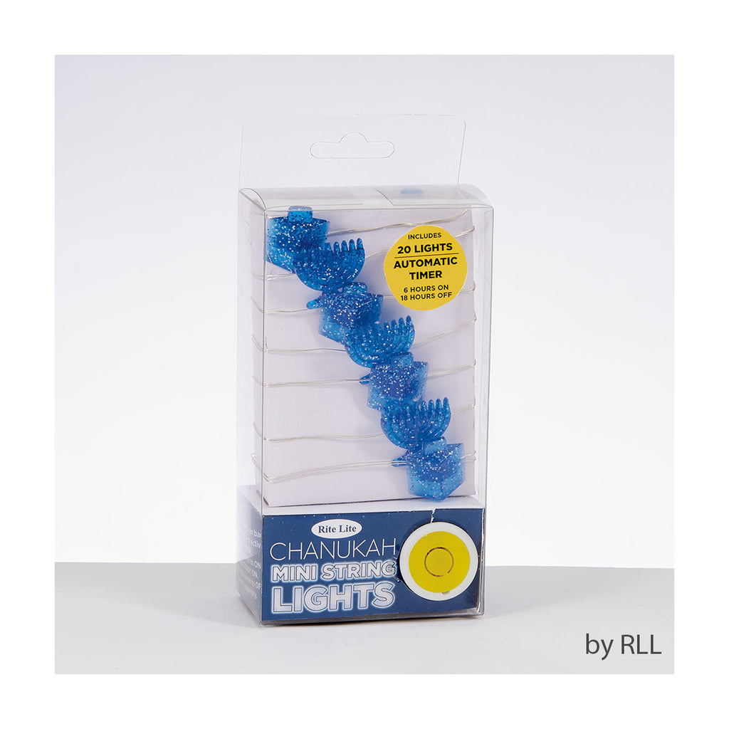 Battery Operated Mini String Lights with Dreidels and Menorahs