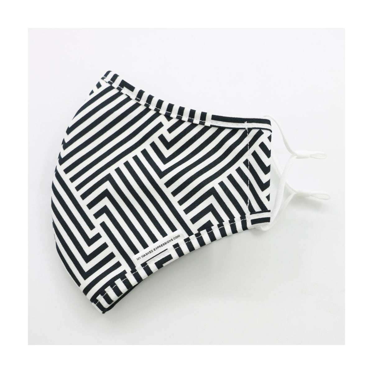 Adult Size Mask, Black and White Stripes