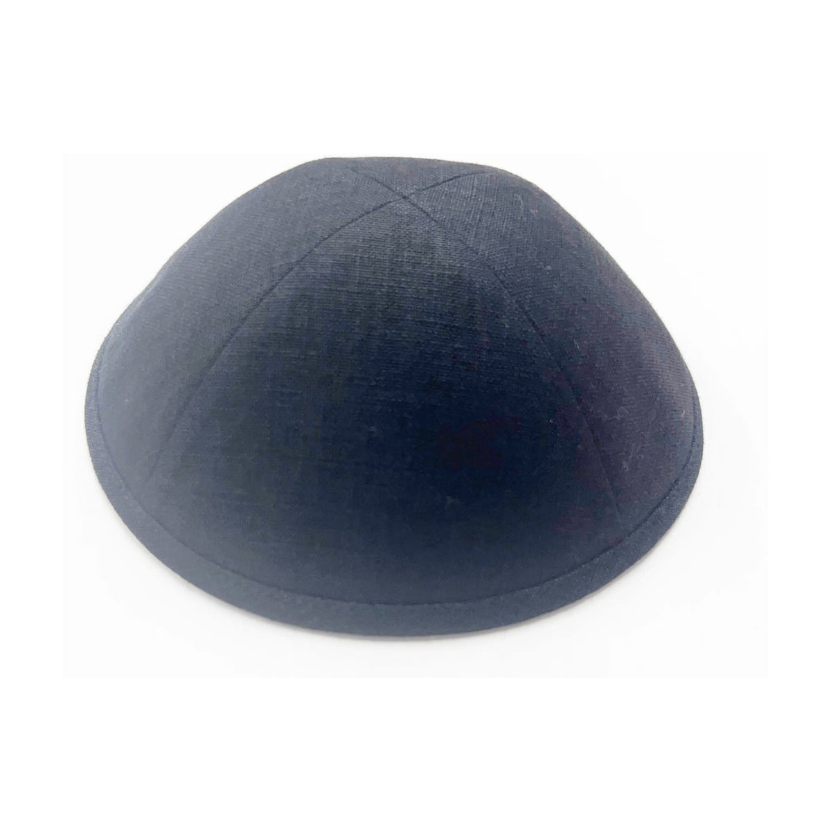 Black Linen Kippah with Periwinkle Blue Lining, 17cm