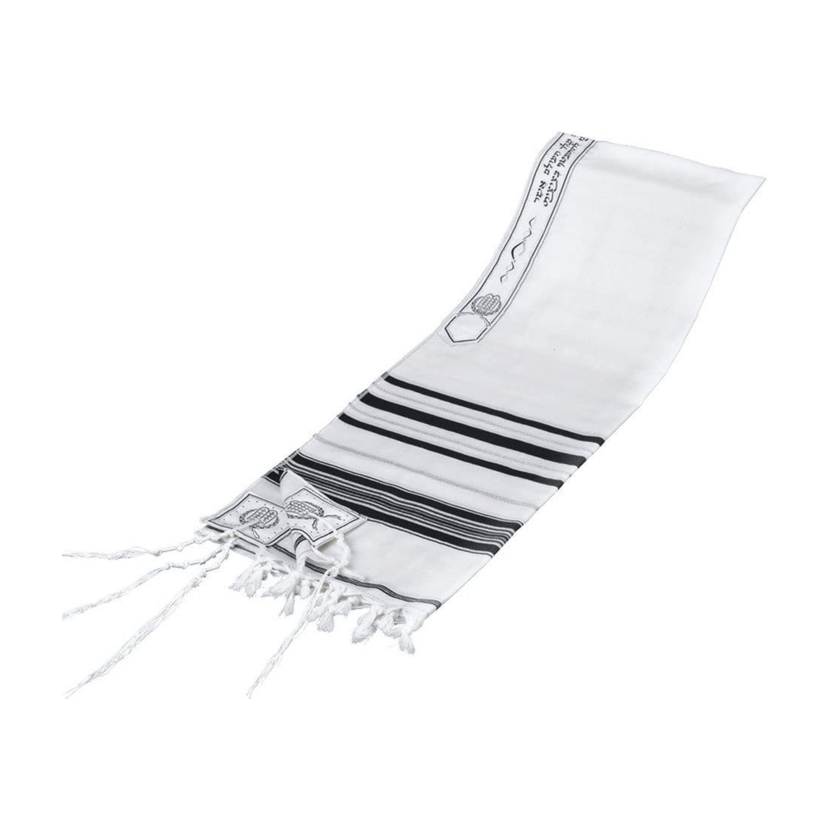 Tallit, Wool, Black & Silver Stripes Size 70 (59'' x 78'') Ashkenazi Meyuchad (Machine Made)