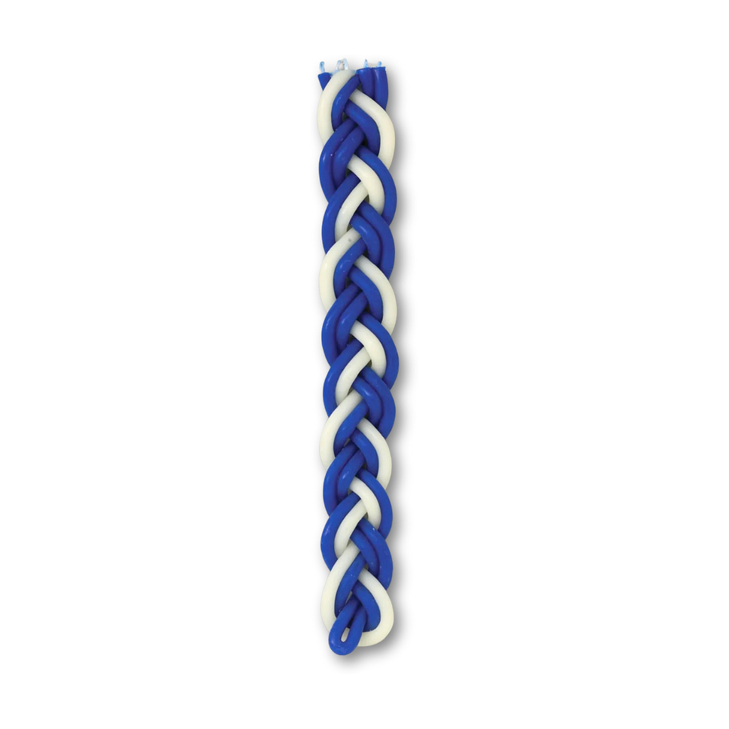 Blue/White Flat Braided Beeswax Havdalah Candle