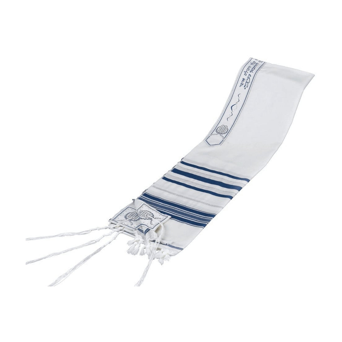 Tallit, Wool, Blue & Silver Stripes Size 80 (67'' x 80'') Ashkenazi Meyuchad (Machine Made)