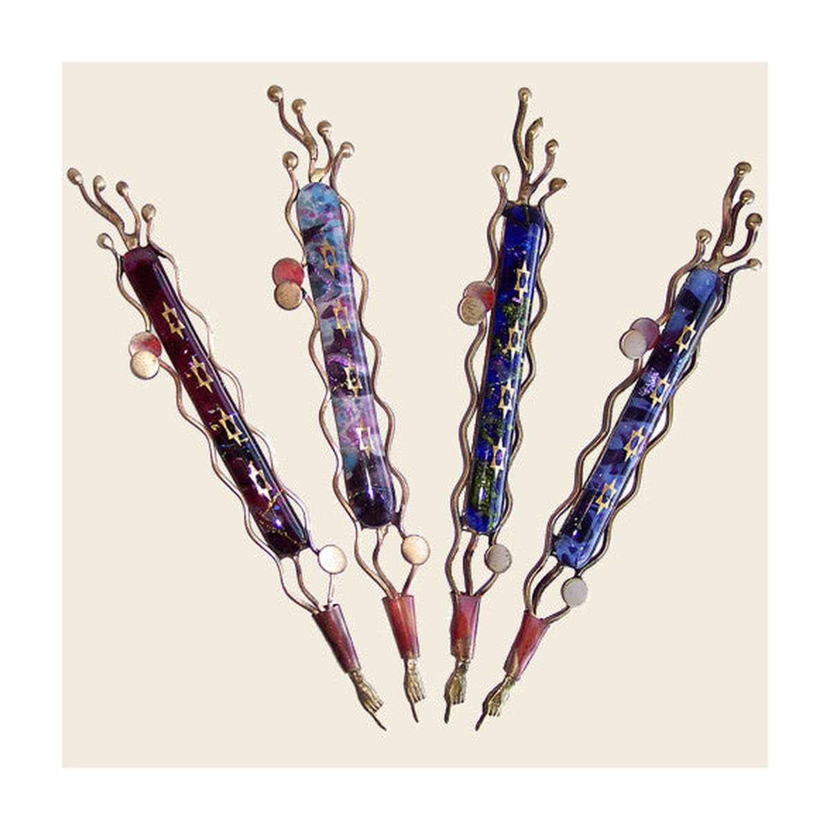 Yad (Torah Pointer), Brass with Fused Glass