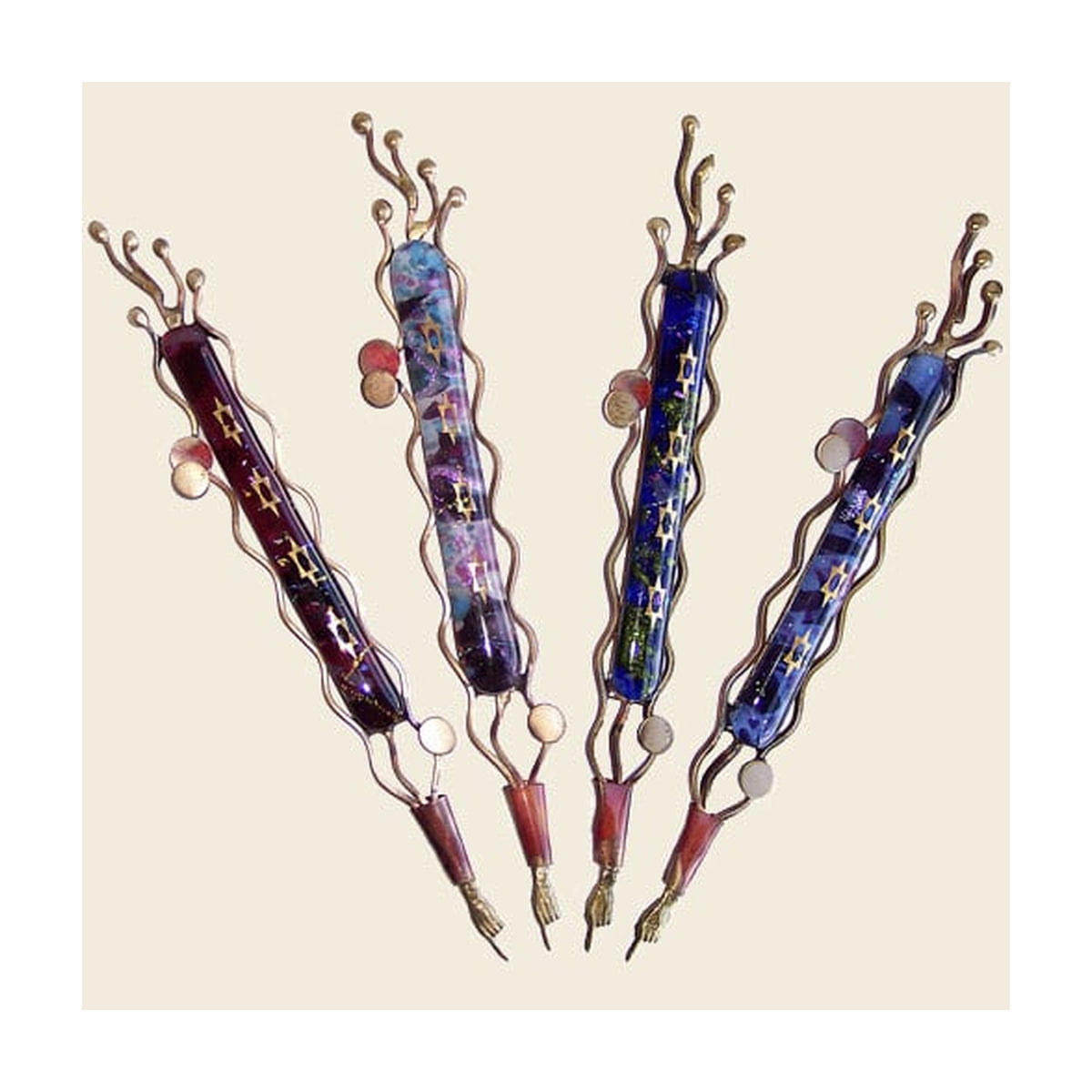 Yad (Torah Pointer), Brass with Fused Glass
