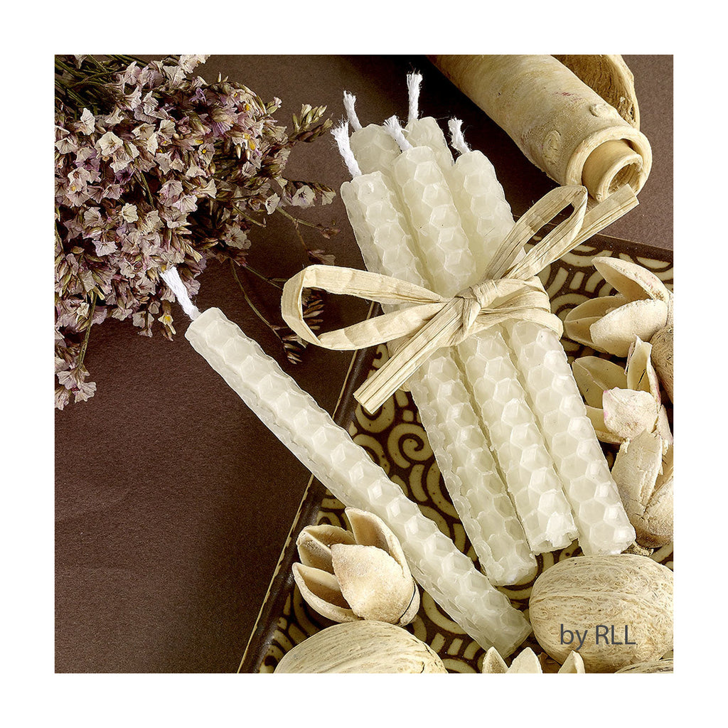 Honeycomb Beeswax Chanukah Candles White