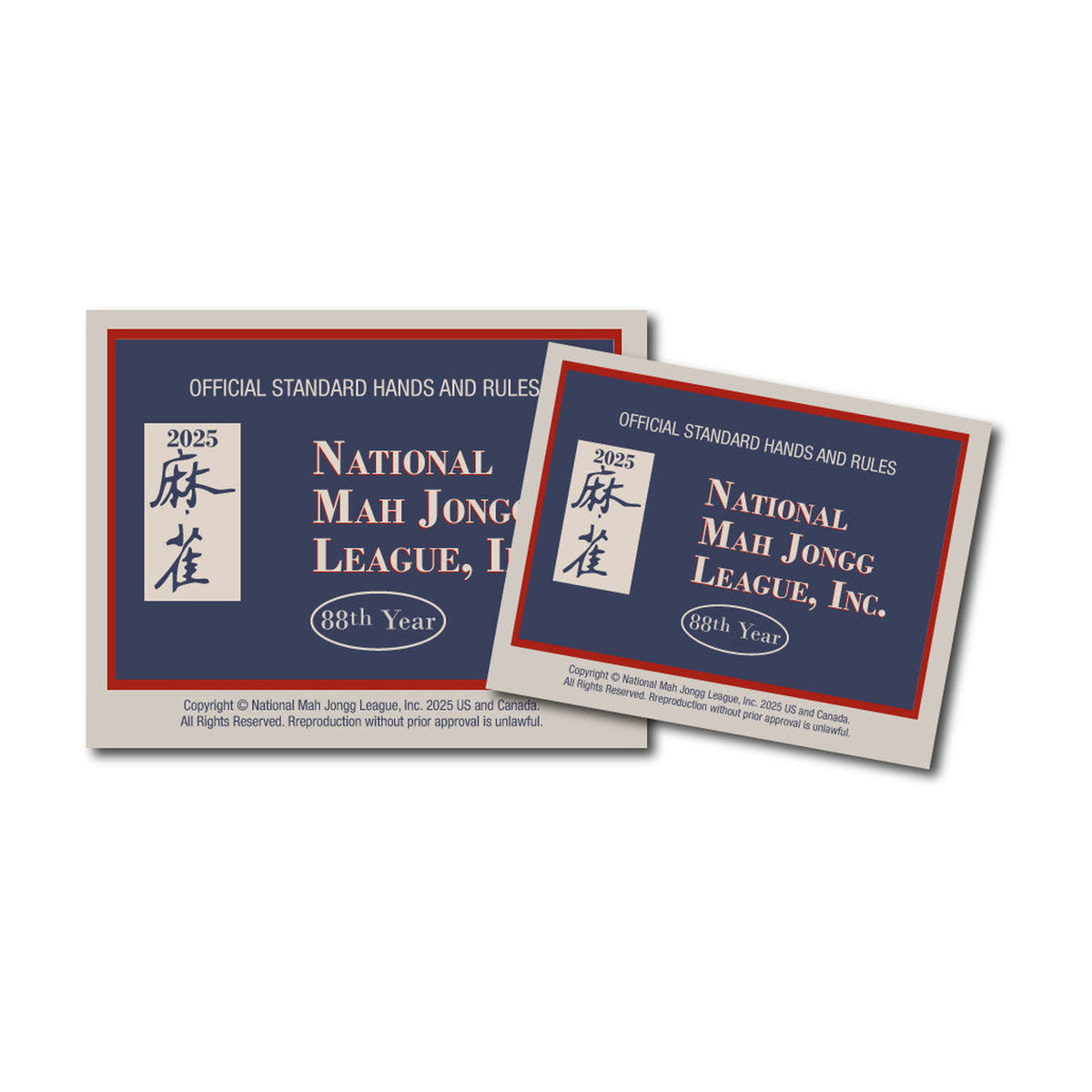 2025 National Mah Jongg League Rules Card Large Print Size