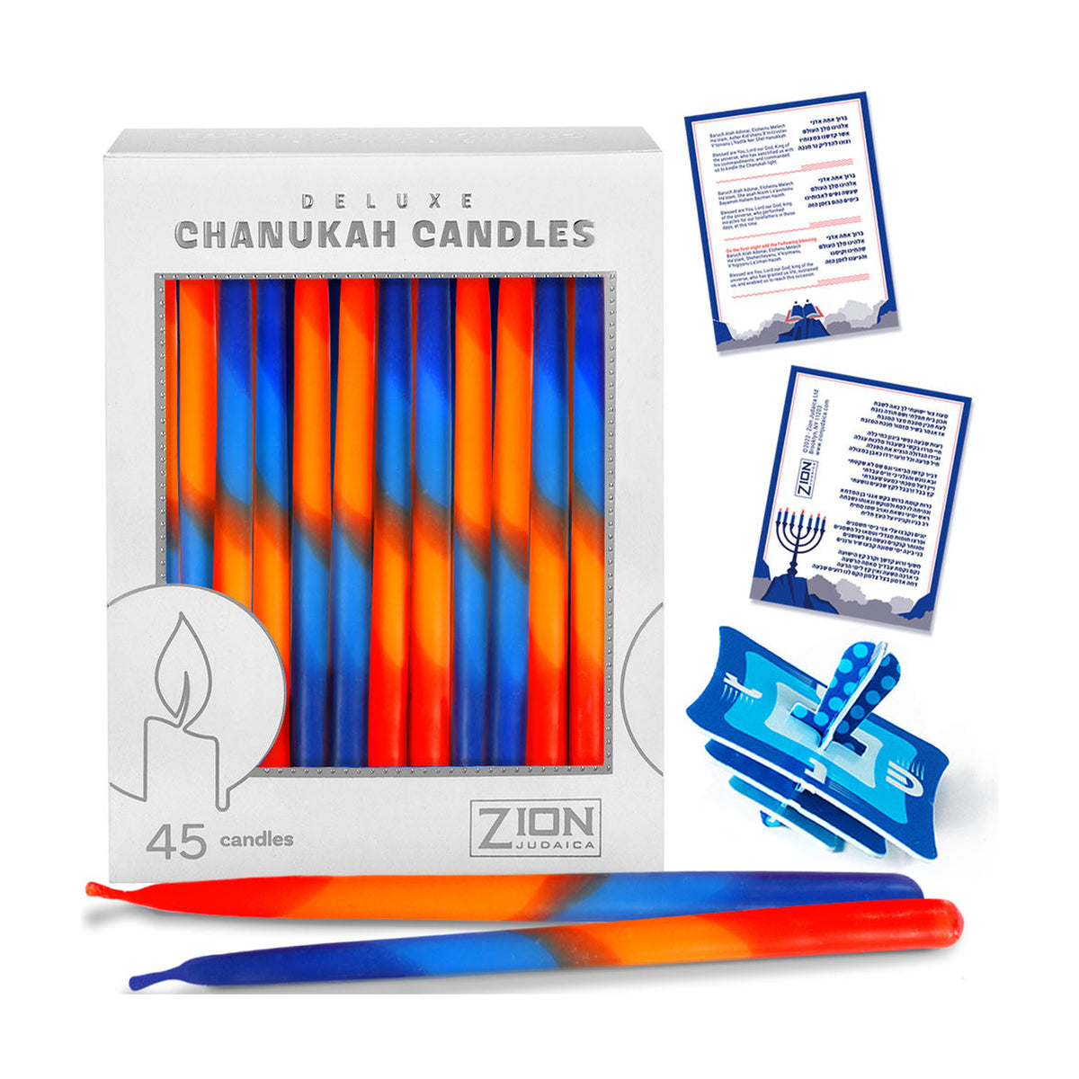 Deluxe Hanukkah Candles Tapered 4 Tone - Box of 45
