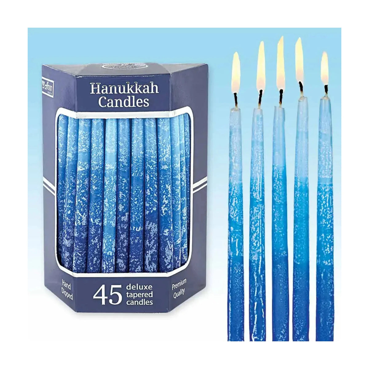 Deluxe Tapered Multi Blue Hued Frosted Hanukkah Candles