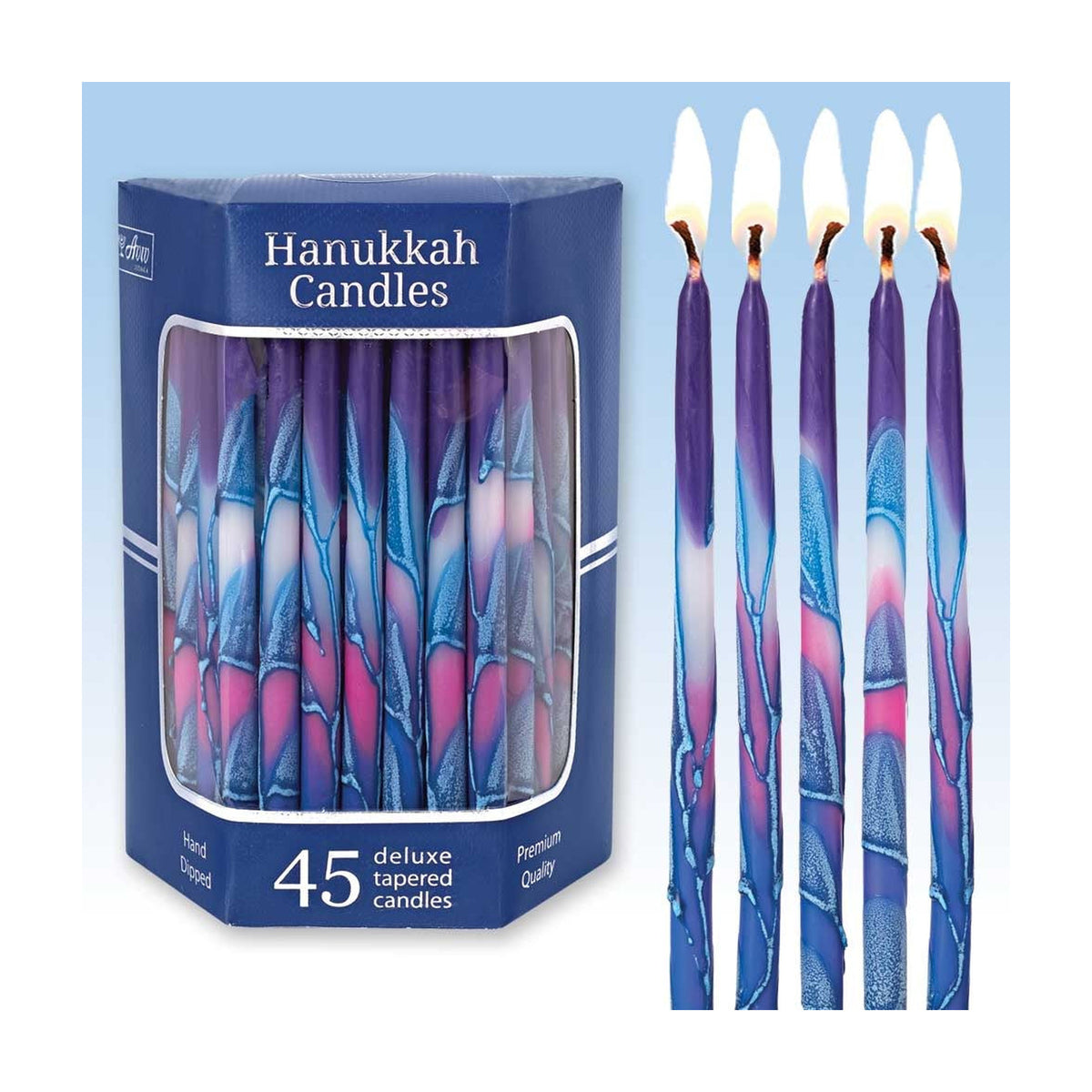 Deluxe Tapered Multi Hued Frosted Hanukkah Candles