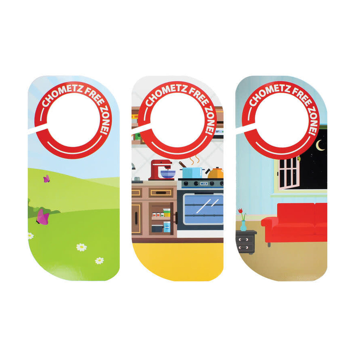'Chametz Free Zone'' Door Hangers, 3-Pack