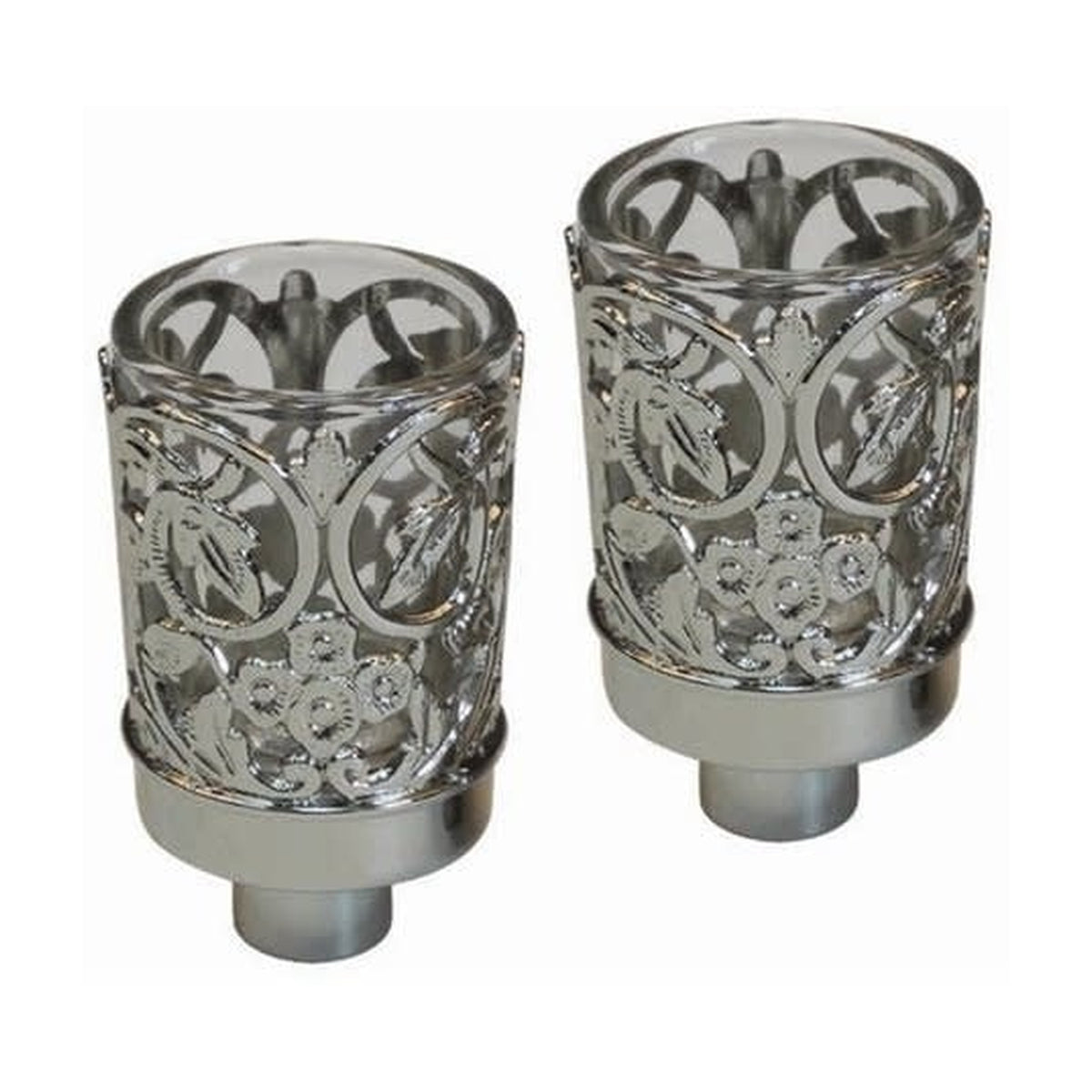 Pewter Design Neronim Candle Holders - Silver Plated - 2 Pack - 3"H