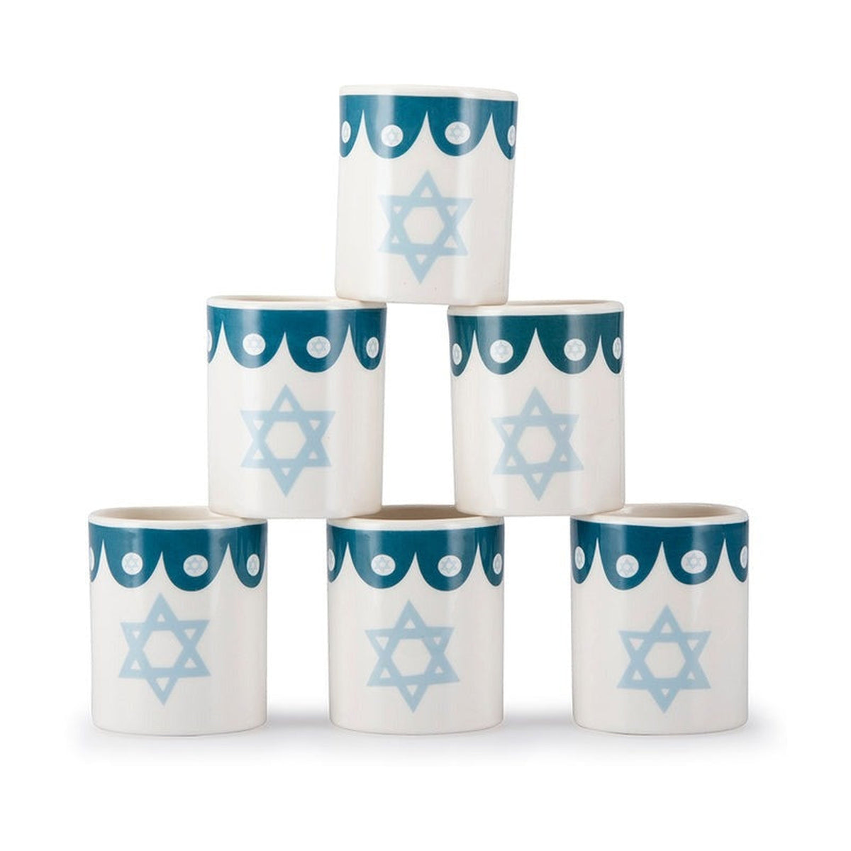 Chai Modern 'Mazel Tov' Set of 6 Ceramic Kiddush Cups