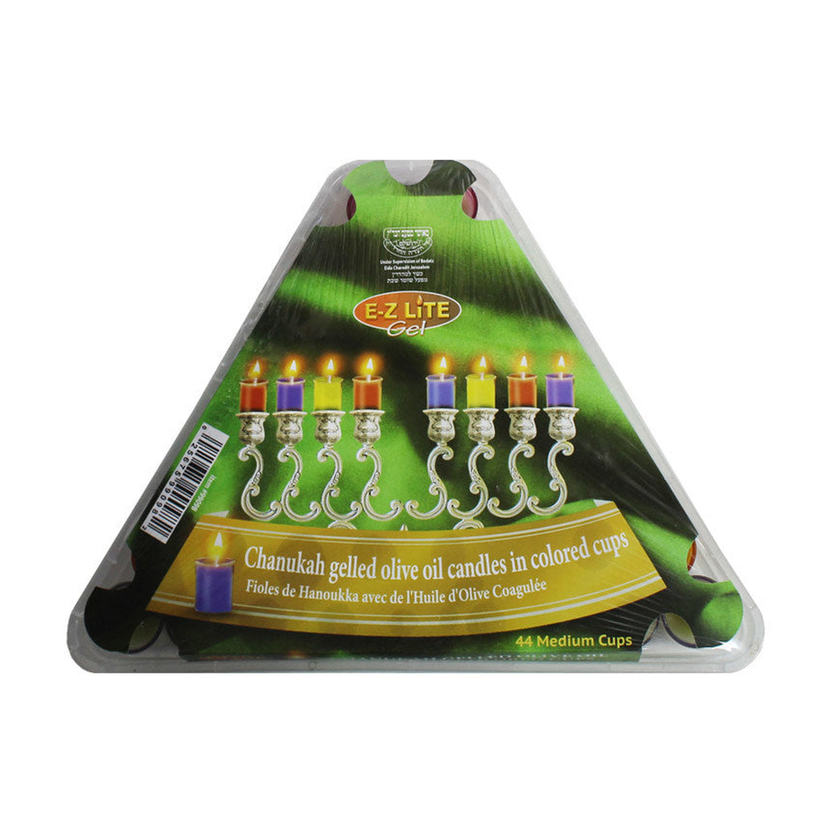 Pre-Filled Gelled Olive Oil Chanukah Lights, Multicolour