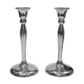 Tall Hammered Candlestick Nickel Plated - Set of Two - 9"H