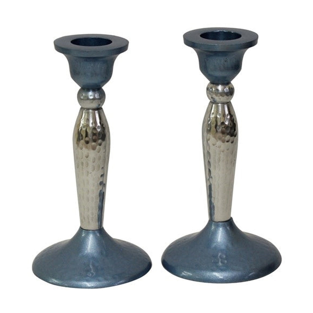 Hammered Candlesticks Set, Blue