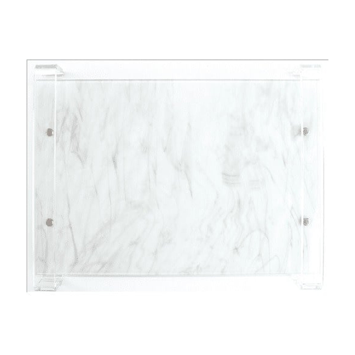 White Marble Design - Lucite/Glass Challah Tray - 16"x11"