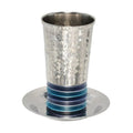 Kiddush Cup with Tray, Aluminum Disc Design, Shades of Blue