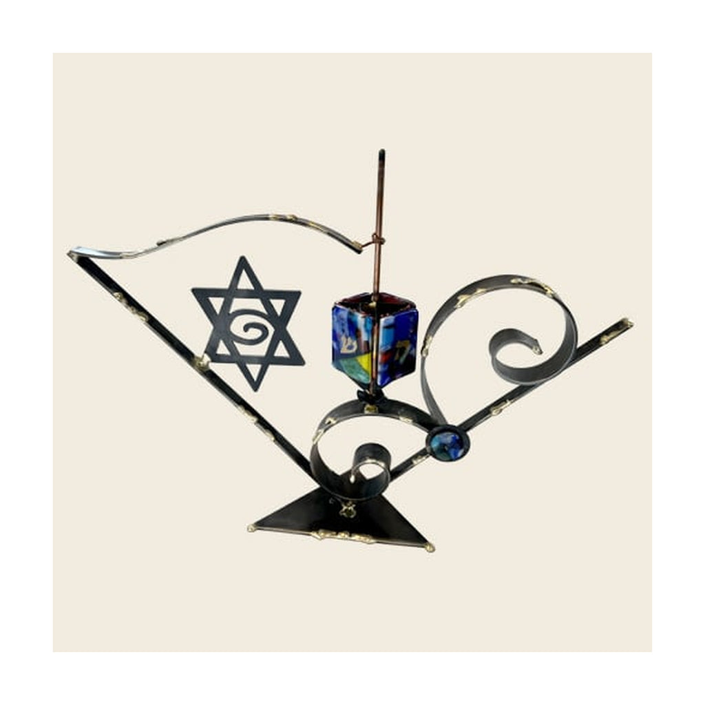 Dreidle with Fused Glass Decoration, Mixed Metals