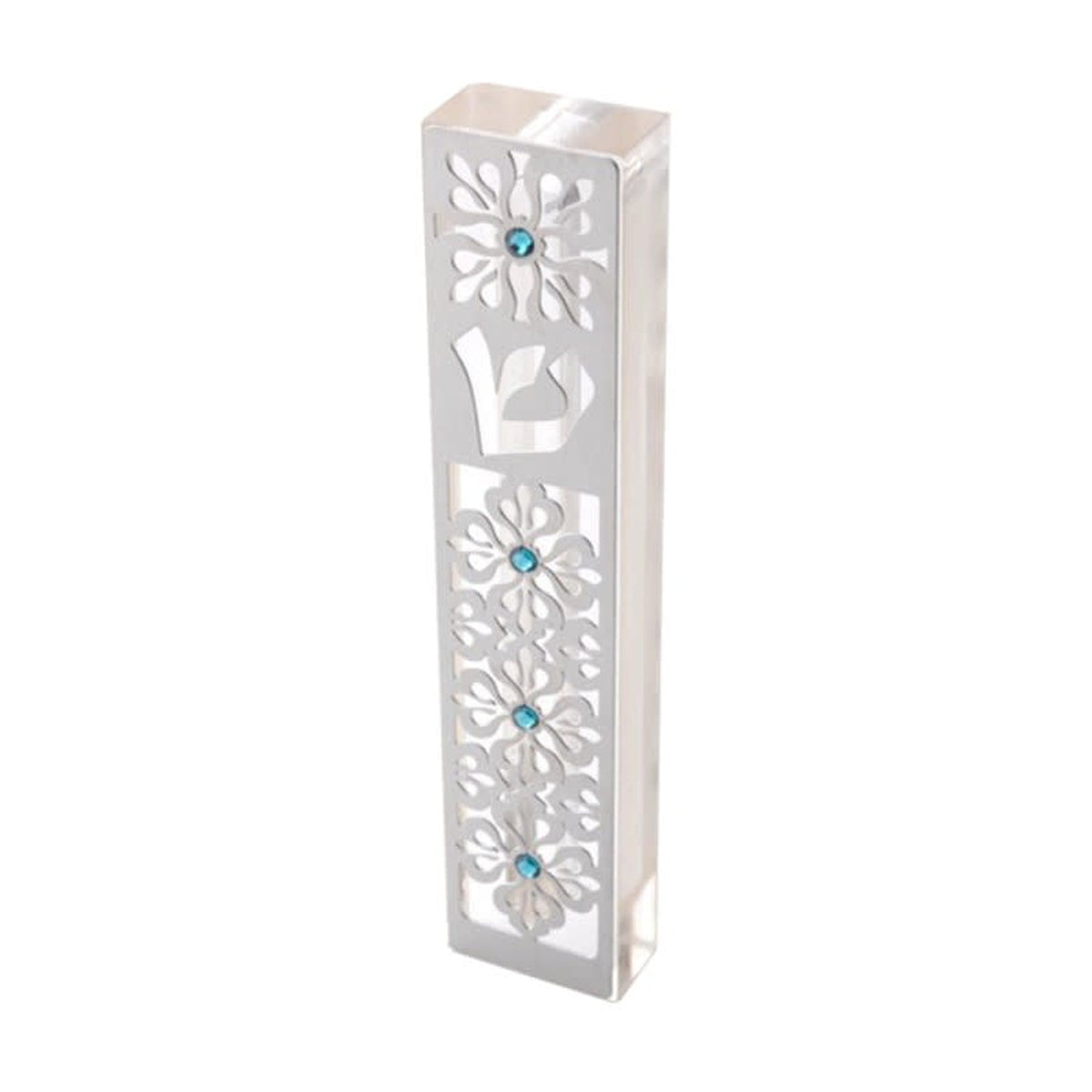 Mezuzah Case, Acrylic with Laser-Cut Steel Face, 12cm