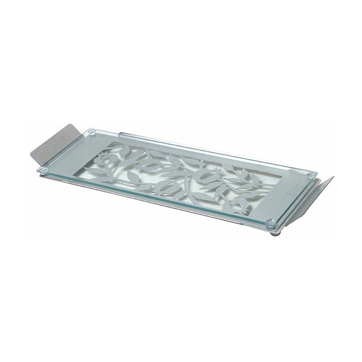 Challah Tray, Glass with Stainless Steel