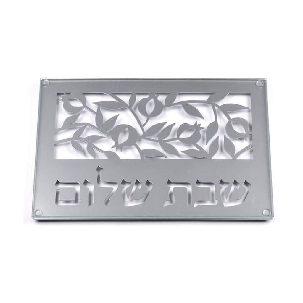 Challah Tray, Glass with Stainless Steel
