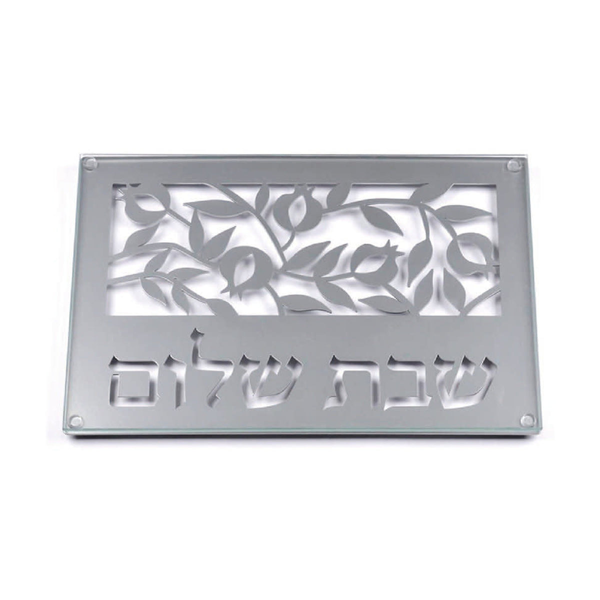 Challah Tray, Glass with Stainless Steel