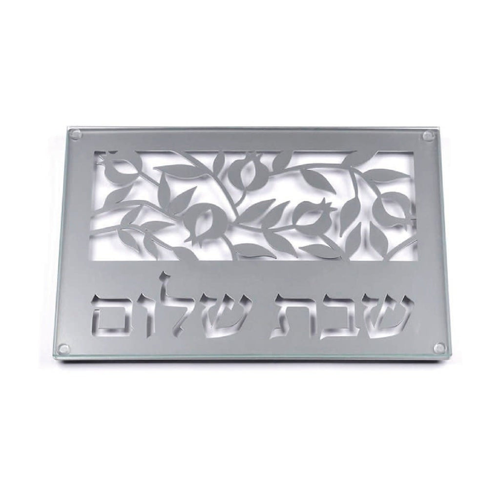 Challah Tray, Glass with Stainless Steel