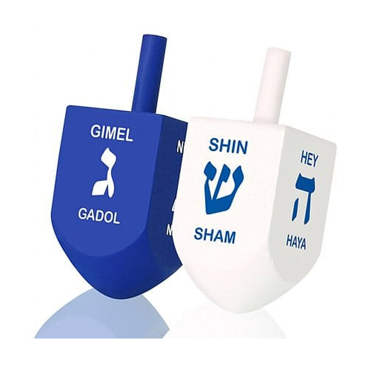 Medium Wooden Dreidels, Blue & White