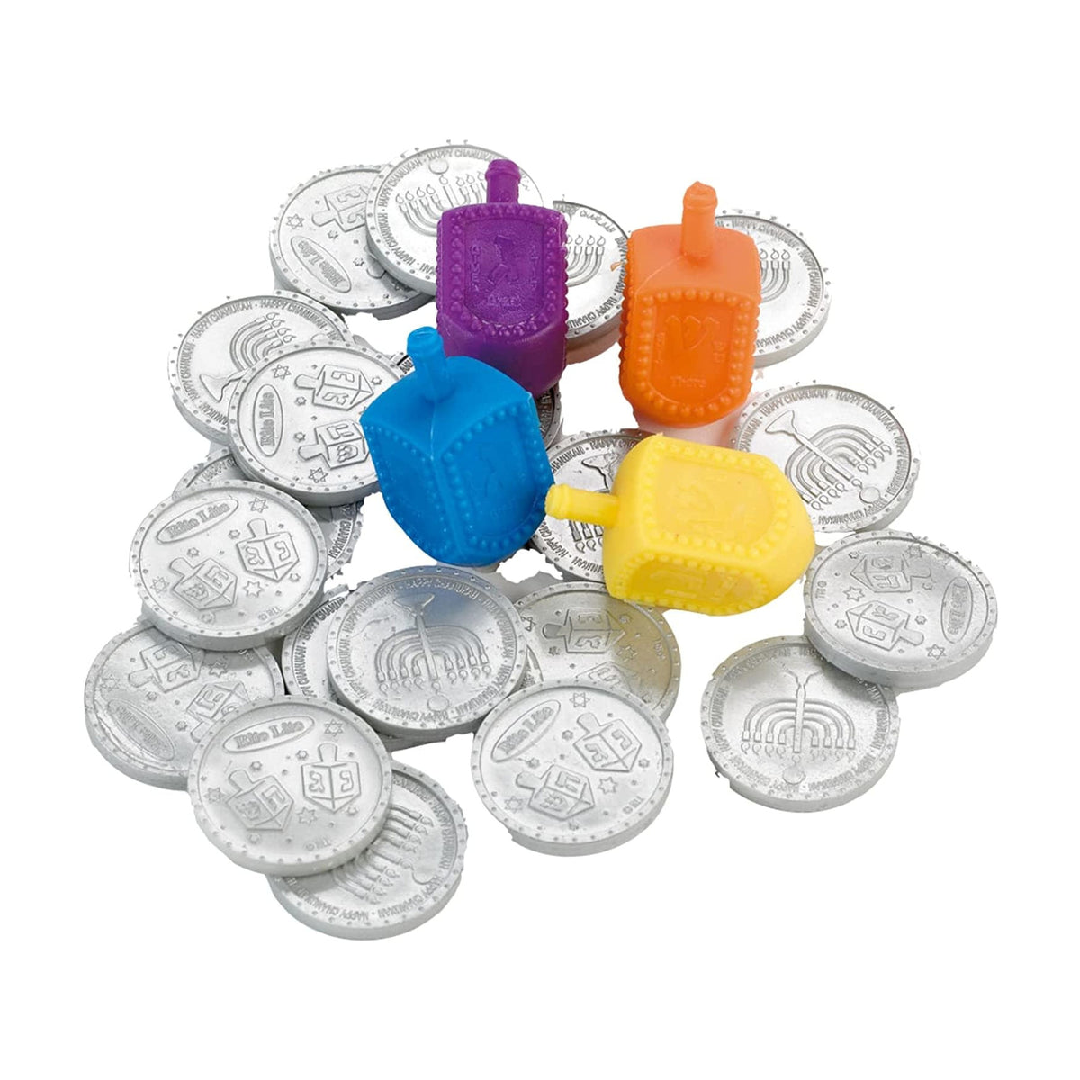 Channkuah Dreidel Game Set for Hannkuah, Muti-Colored Dreidels
