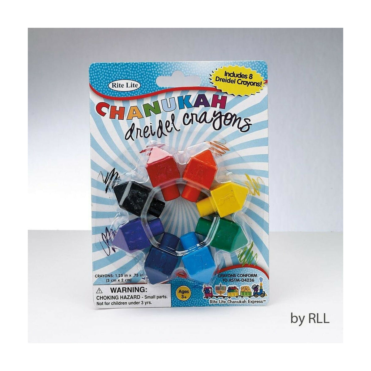 Chanukah Draydel Shaped Crayons - 8 Dreidels