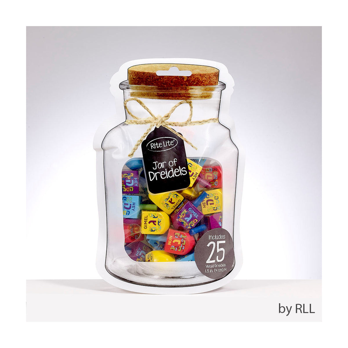 "Jar" Of Dreidels, 25 Decorated Wood Multi Dreidels