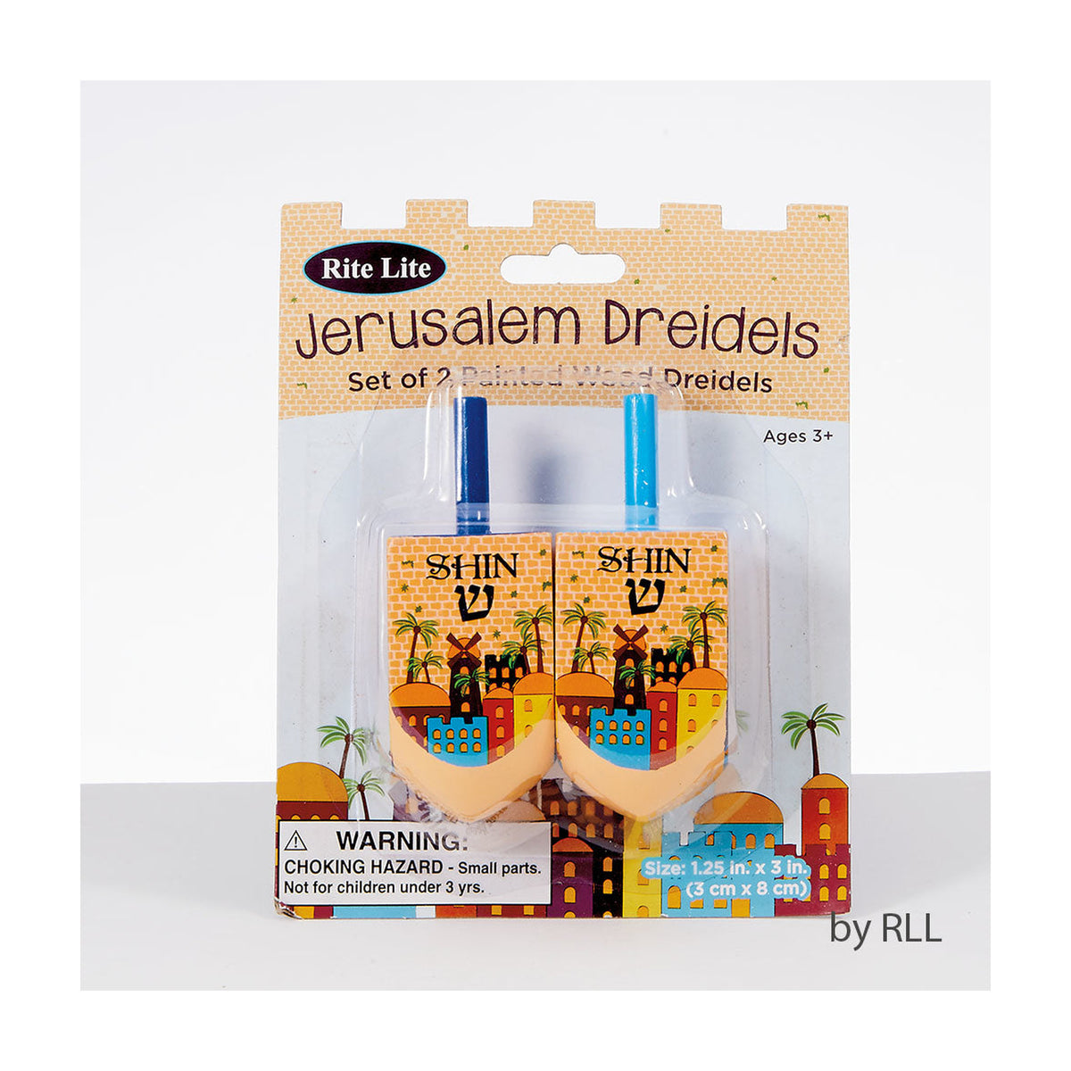 Jerusalem Painted Wood Dreidels, 2-Pack