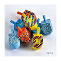 Large Painted Wood Dreidels