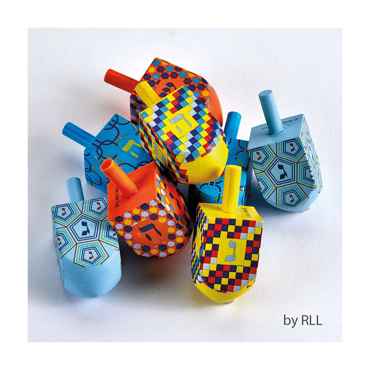 Large Painted Wood Dreidels