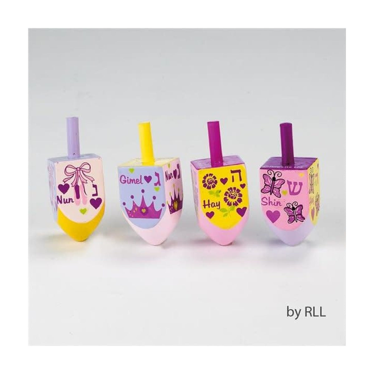Painted Wood Dreidels, 4-Pack