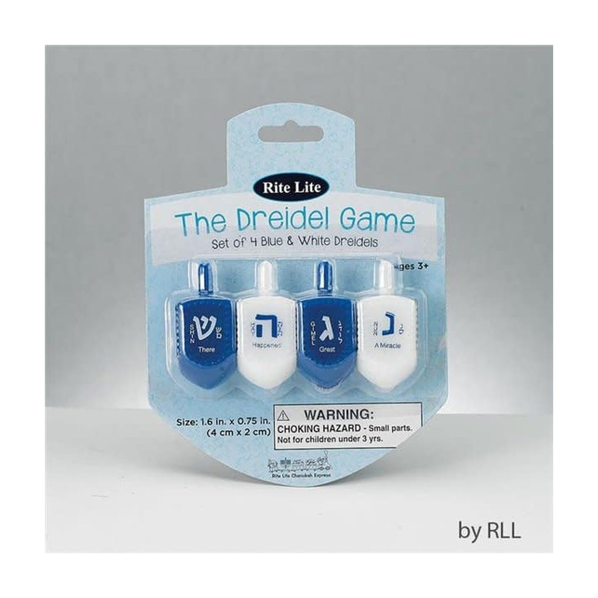 4 Printed Letters Plastic Chanukah Dreidels