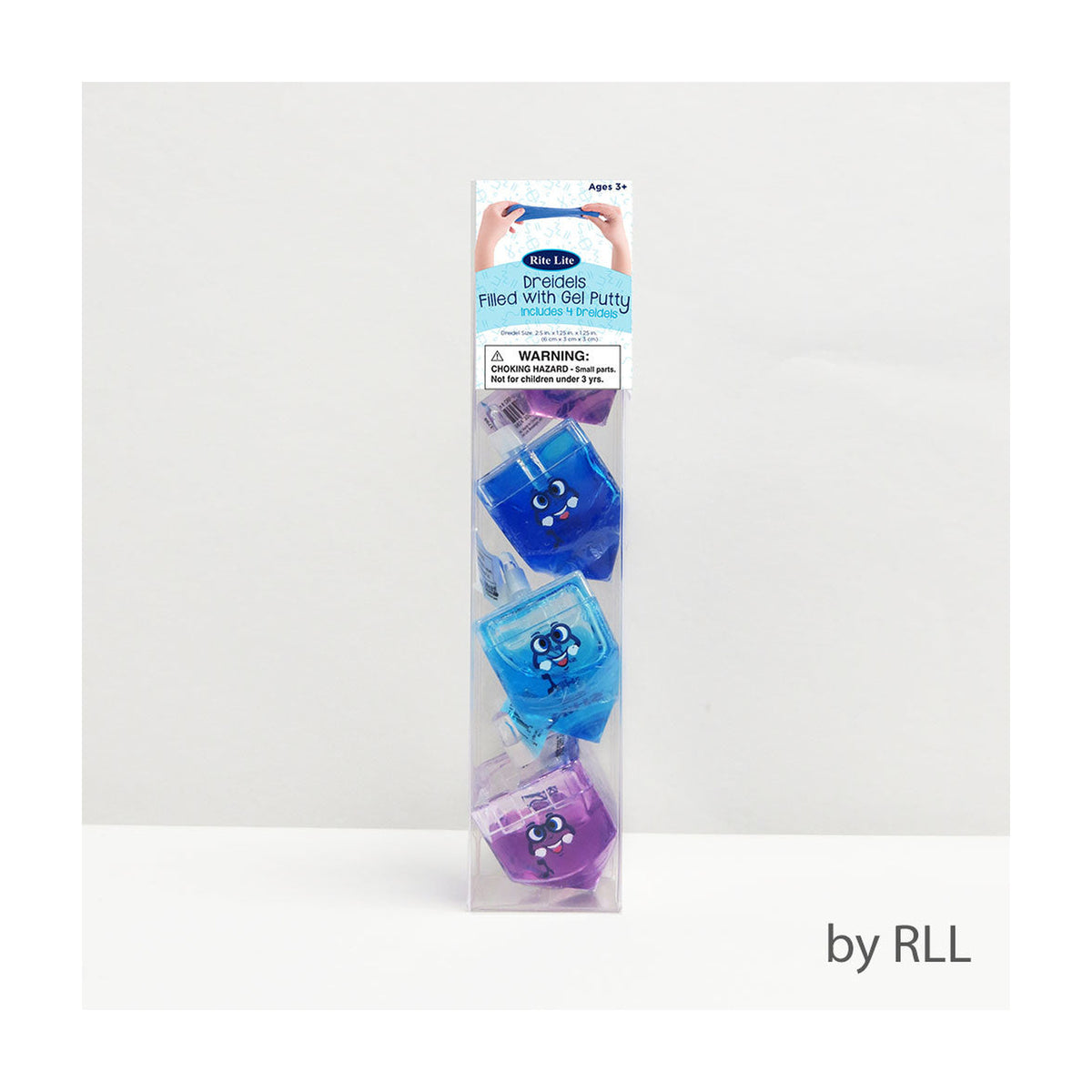 4 Dreidels filled with Color Gel Putty