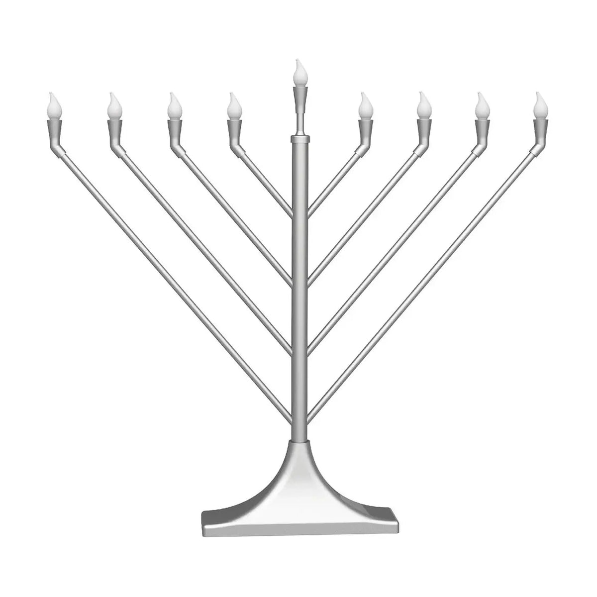 Large Display LED Electric Menorah Angled Rambam Shape - Silver