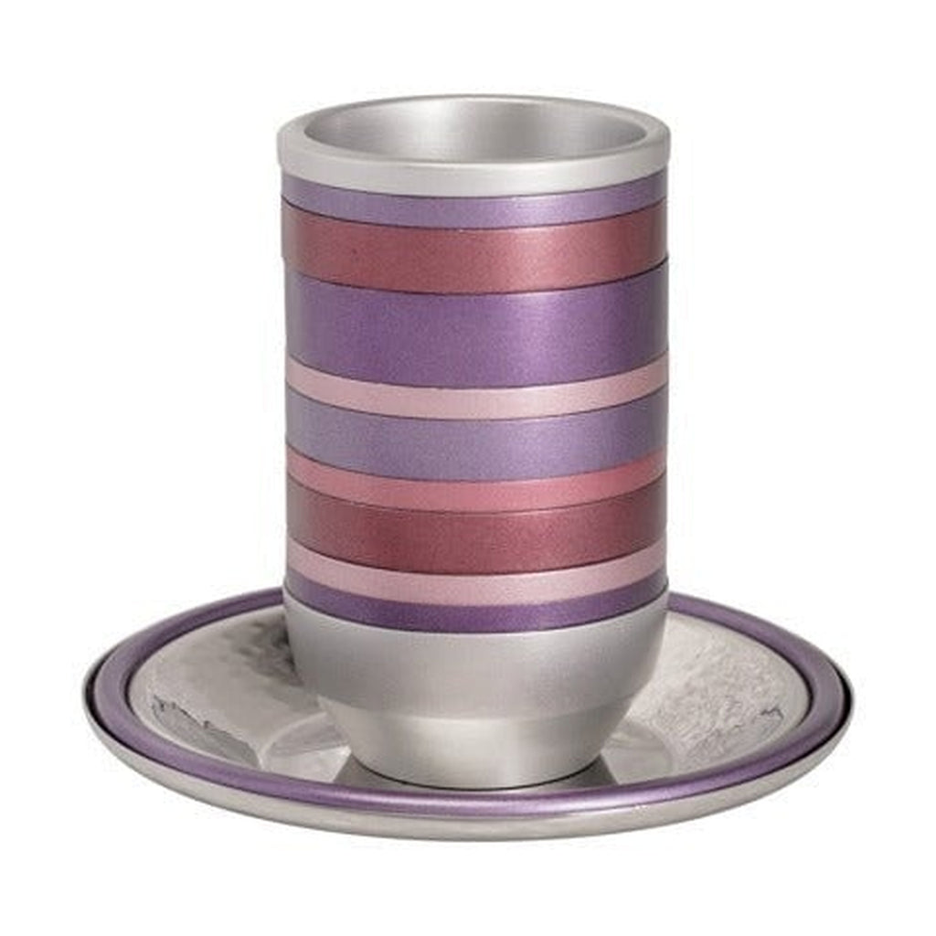 Kiddush Cup with Tray, Rings, Shades of Red/Purple