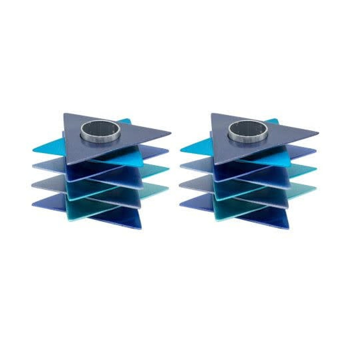 Candlesticks, Modern Magen David, Shades of Blue